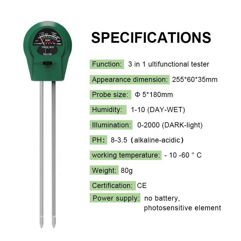 Digital Soil Analyzer Tester 3 4 in 1 Meter Alat Ukur pH Tanah Analyzer Temperature Sunlight Intensity Measurement