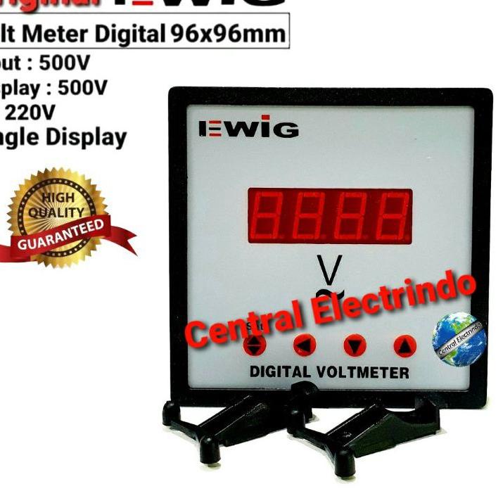 ➾ Volt Meter Digital LED 96x96mm E294U Single Dislplay EWIG. ℗