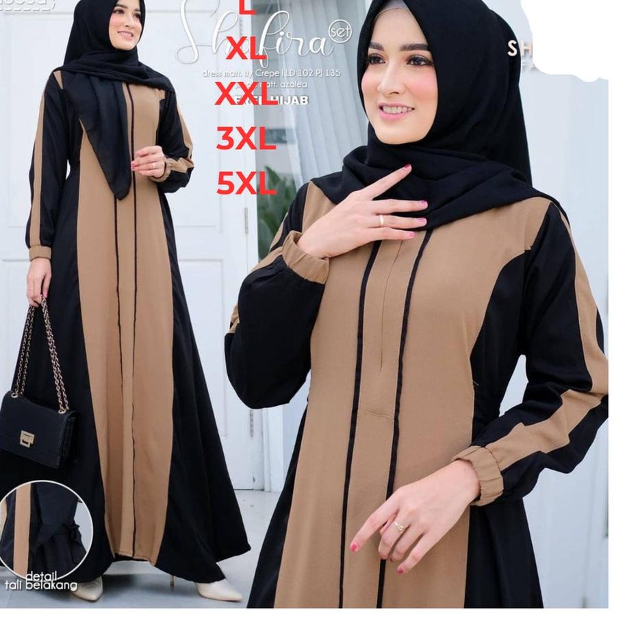 ☺ Baju Gamis Jumbo + Khimar Terkini 2022 Size L XL XXL XXXL 5XL Gamis Modern Desain Simple ❊