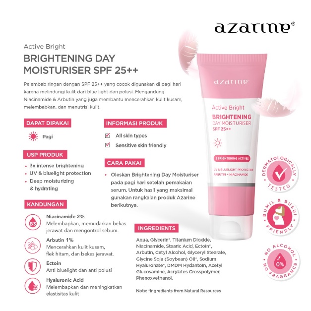 [NEW] Azarine Active Bright Series | Brightening Creamy Facial Foam | Day | Night Moisturizer - Azarine