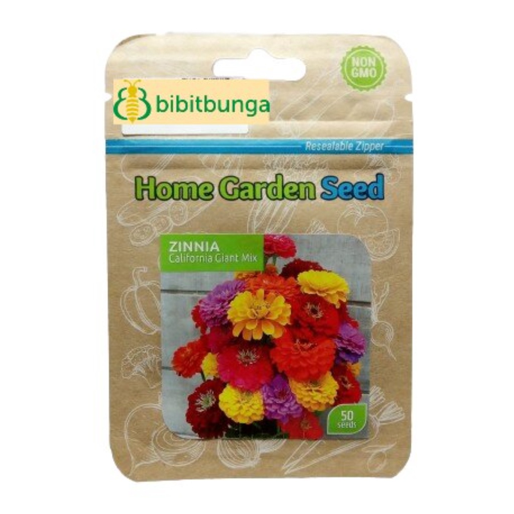 Benih Biji Bibit Zinnia Giant California Mix Tanaman Hias Bunga Kertas