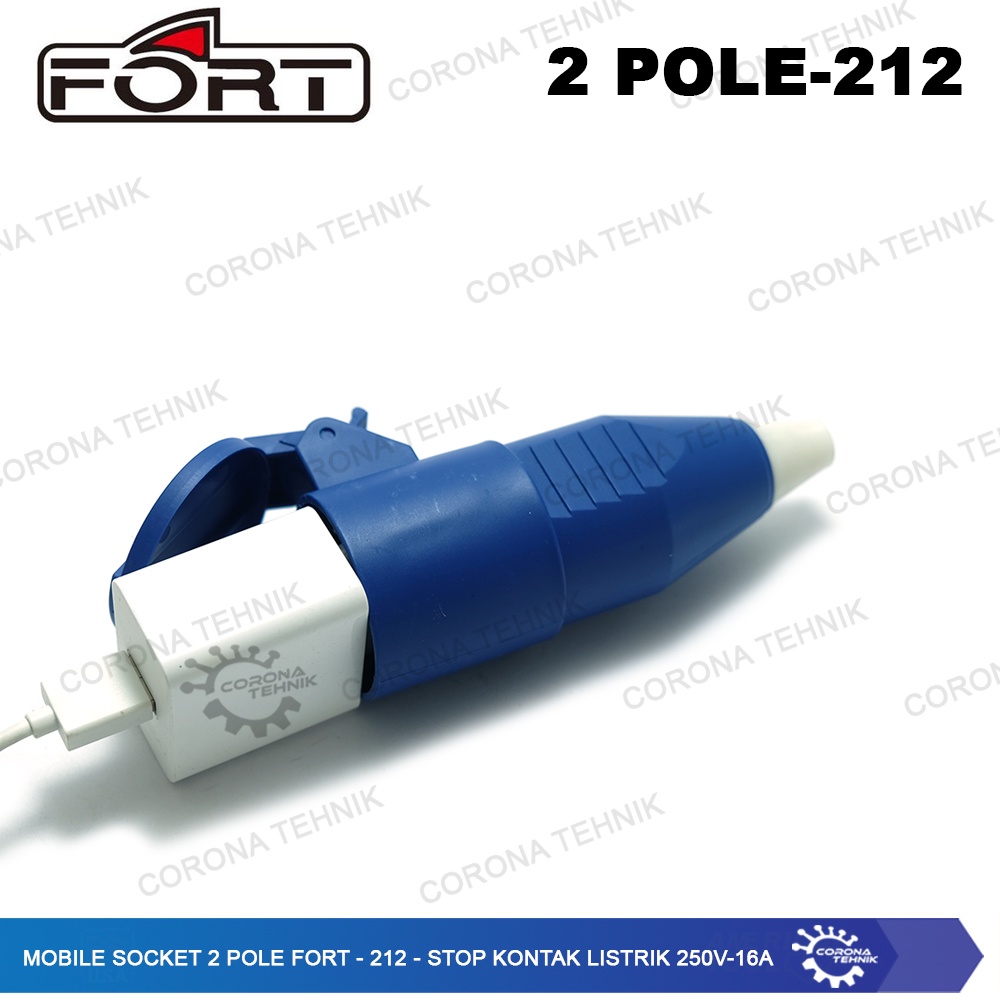 Mobile Socket 2 Pole FORT - 212 - Stop Kontak Listrik 250V - 16A