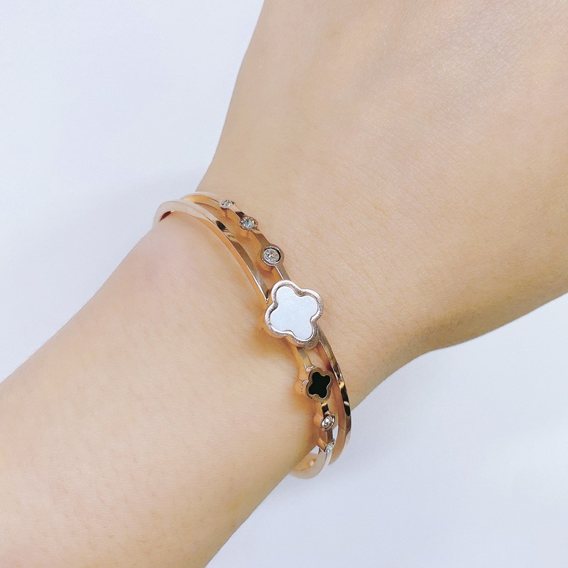 Gelang Rose Gold 18k Desain Clover Gaya Korea Jepang