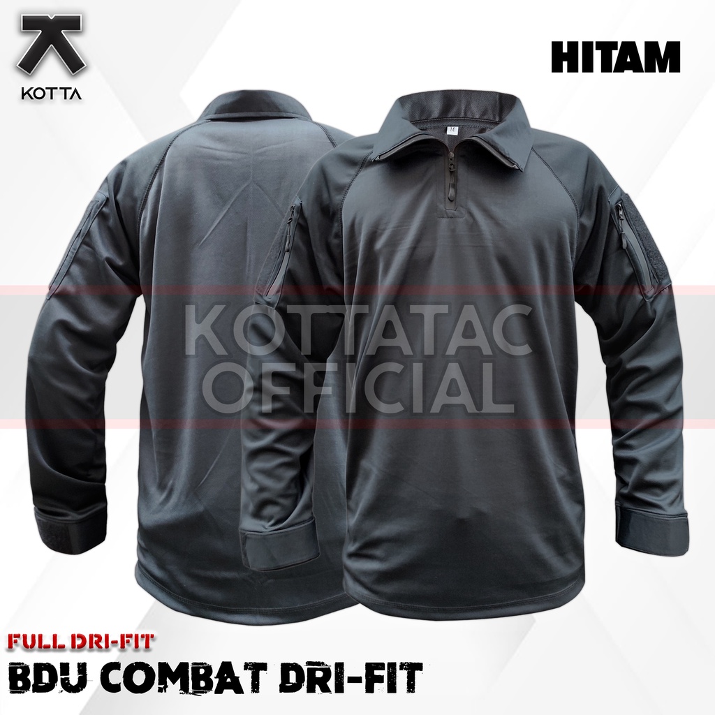 KAOS BDU DRYFIT TAD HITAM - KAOS BDU COMBAT HITAM -  KAOS TACTICAL - BDU JERSEY DRYFIT - KAOS BDU PANJANG HITAM