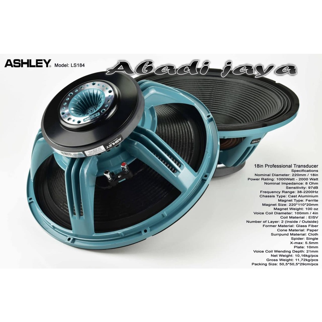 Speaker Komponen Tranducer ashley ls 184 / ls184 ORIGINAL 18 inch
