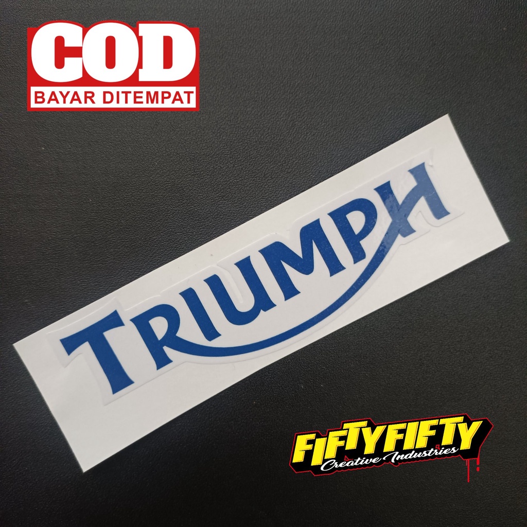 Stiker Print Cut TRIUMPH Stiker Printing Laminasi Glossy Stiker Motor Mobil Helm Sudah Membentuk Pola Desain