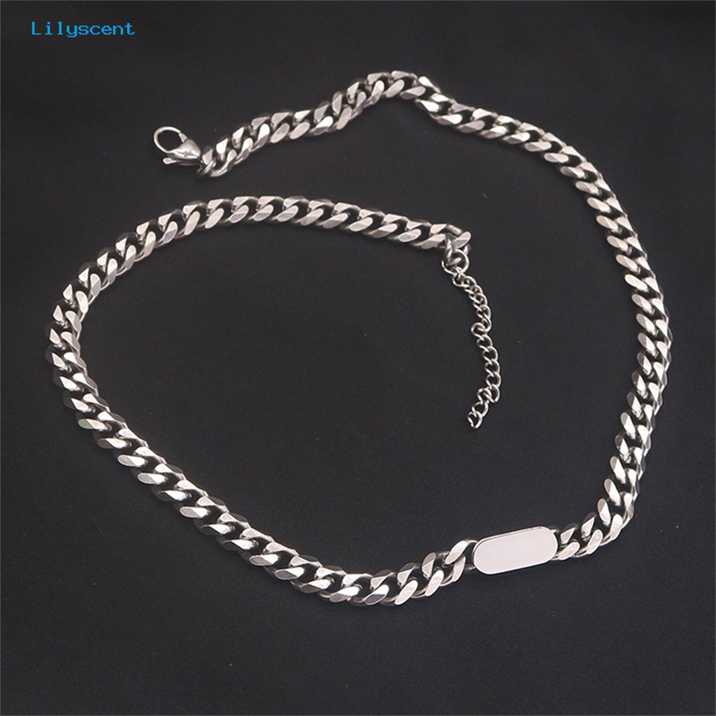 [LS] Kalung Rantai Klavikula Bahan Stainless Steel Warna Silver Pria Kuba Untuk Pesta