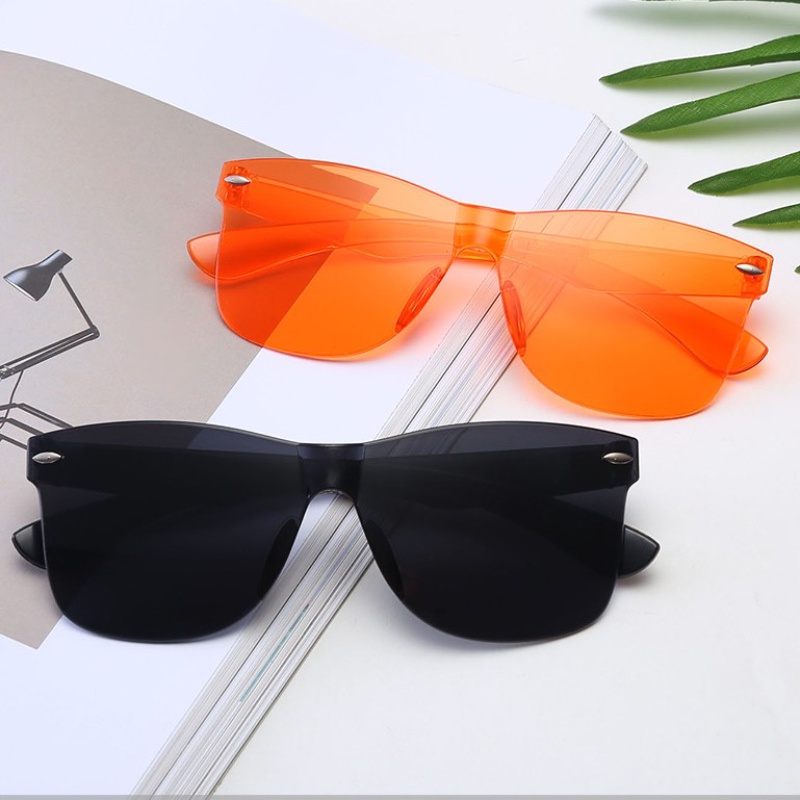 (YUZHU) Mode Baru PC Onepiece Kacamata Vintage Fashion Oversized Frame Transparan Ocean Piece Sunglasses