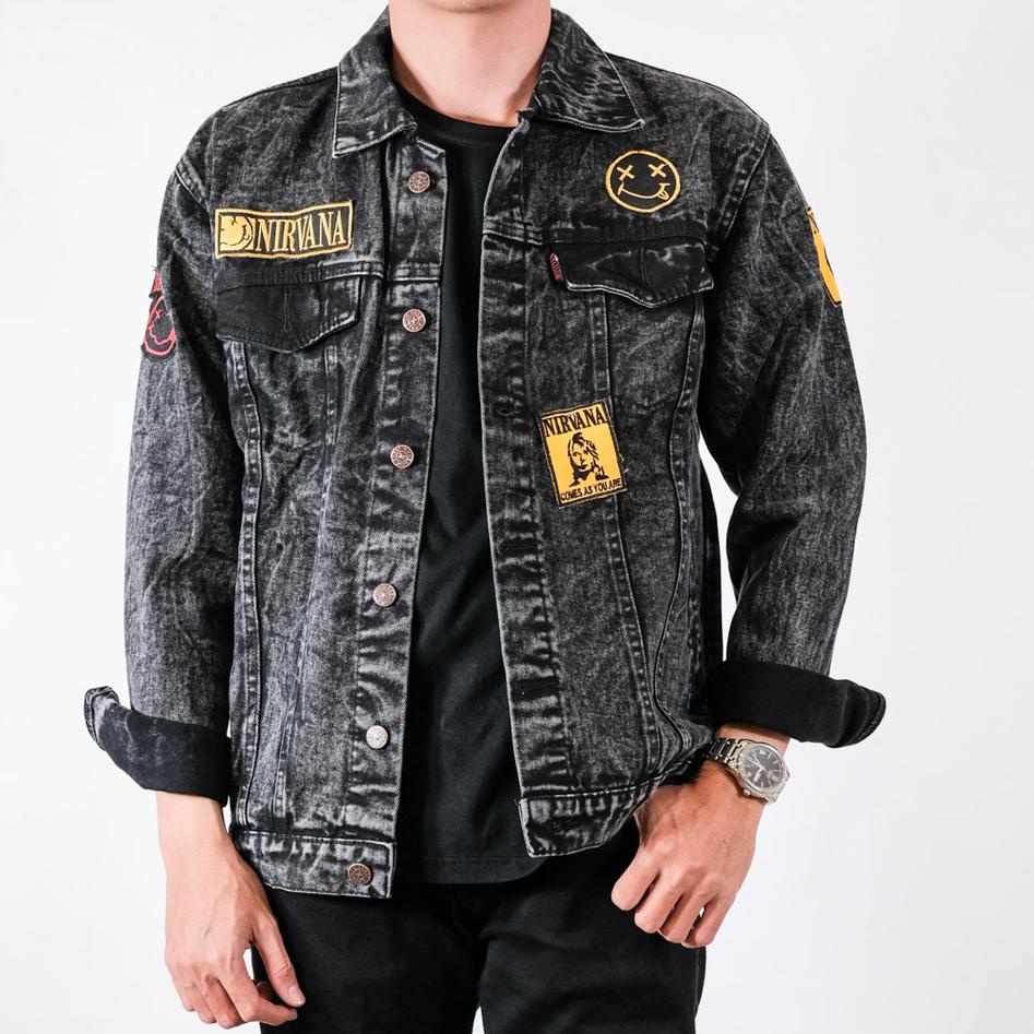 Original Jaket Jeans Bordir Pria Best Seller / Jaket Jeans Printing Bordir Emblem buruan