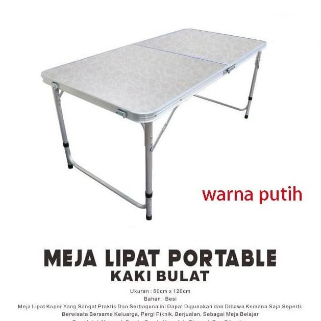 Meja Lipat Koper Hpl Aluminium-Meja Lipat Portable - Kaki Bulat