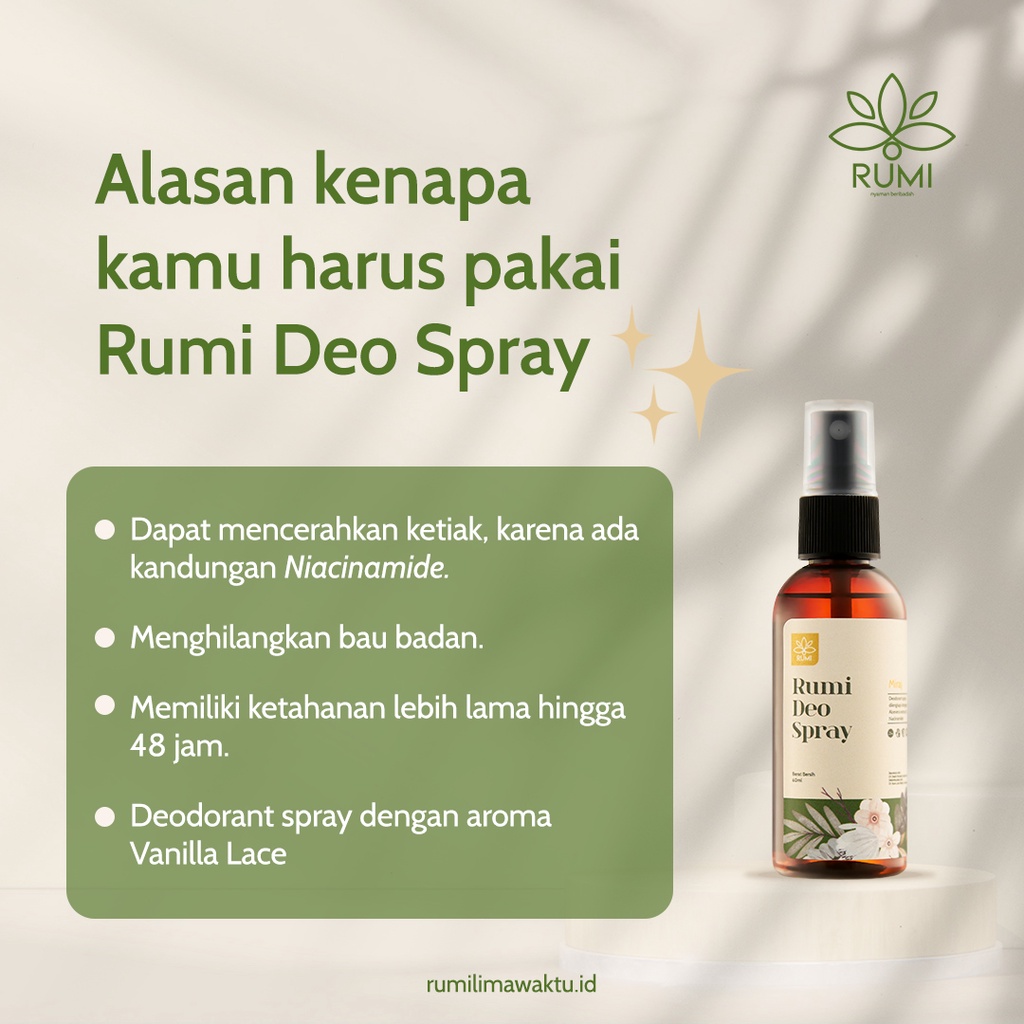 RUMI deodorant spray body spray hijab spray harum wangi parfum soft halal Non alkohol