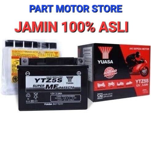 AKI MOTOR BEAT, ACCU VARIO 110, SPACY, BLADE, REVO, VERZA, GENIO YTZ5S YUASA ORIGINAL MF