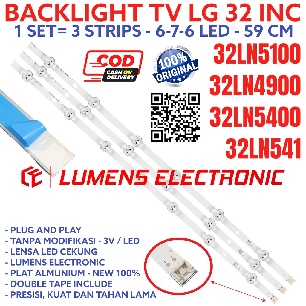 BACKLIGHT TV LED LG 32 INC 32LN5100 32LN5400 32LN5900 32LN541 32LN LAMPU BL 3V 676 LAMPU KANCING CEK