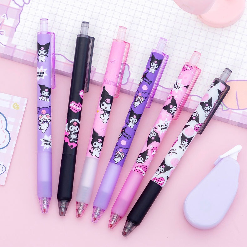 [Warna Random] 1pc Kawaii 0.5mm Anime Print Gel Pen Press Tulisan Handle Pen Siswa Sekolah Kantor Perlengkapan Alat Tulis