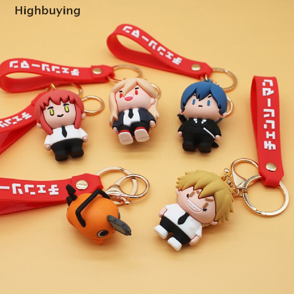 Hbid Chain Man 3D Rubber Q Version Gantungan Kunci Anime Lucu Pochita Makima Ornamen Tas Liontin Cosplay Props Mainan Gantungan Kunci Keyring Glory