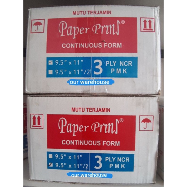 

Kertas Continuous Form Paper Prins 9,5x11" 3 Ply Full atau Bagi 2 K3 Ply NCR Kertas Komputer PaperPrins