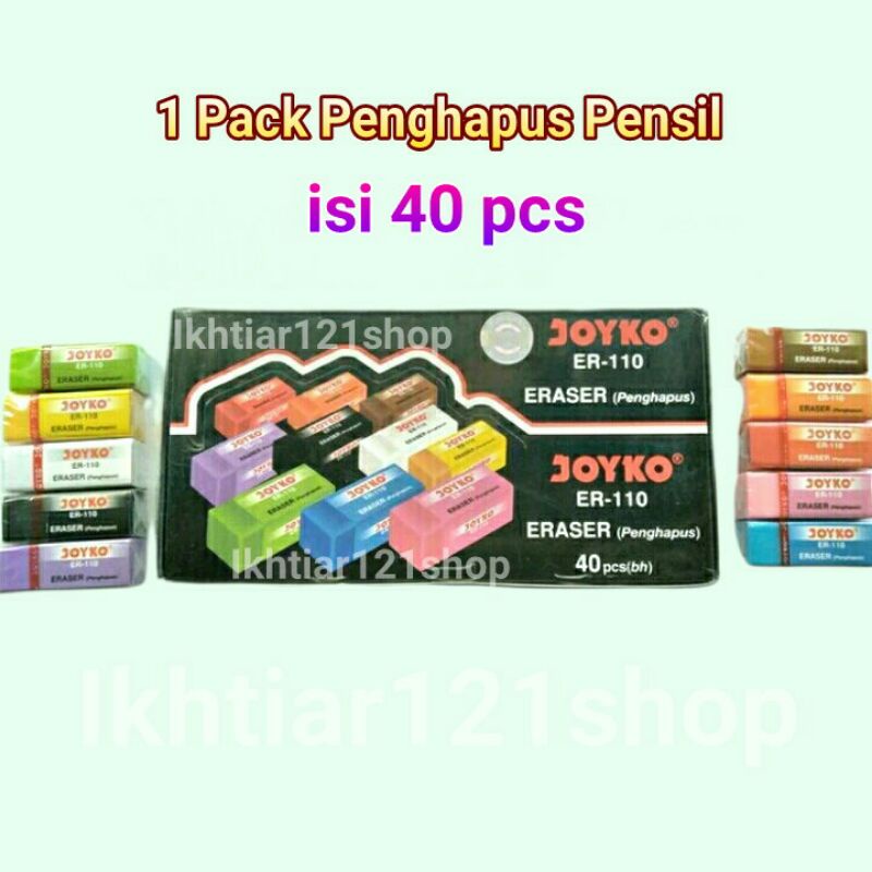 

1 Pack Penghapus Pensil/Eraser Joyko ER-110 isi 40 Pcs Warna-warni