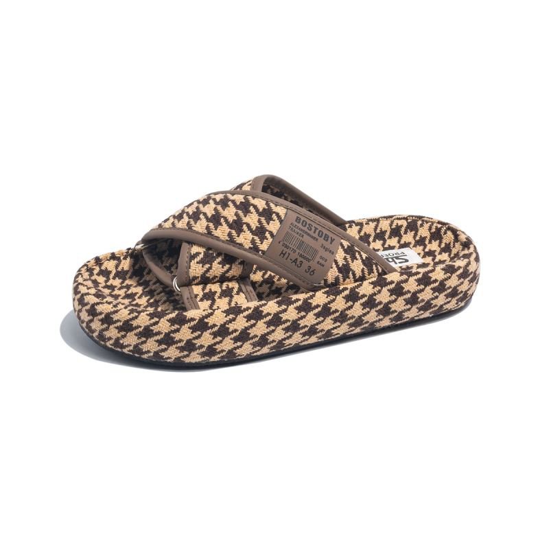 #Sisjuly# Sandal kain kasar retro baru wanita sandal kain kasar wanita kasual burung memeriksa sanda