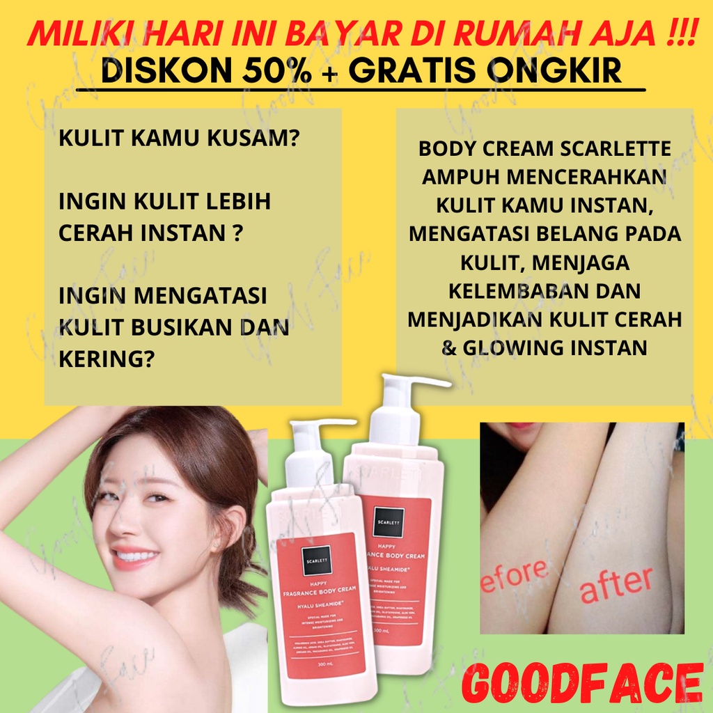BODY LOTION PEMUTIH SCARLETT BODY CREAM 300ML BPOM ORIGINAL BC HAPPY