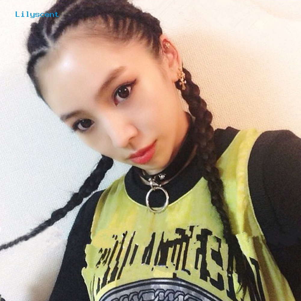 [LS] Harajuku Punk Rivet Cinta Hati Lock Faux Kulit Kerah Choker Kalung Perhiasan