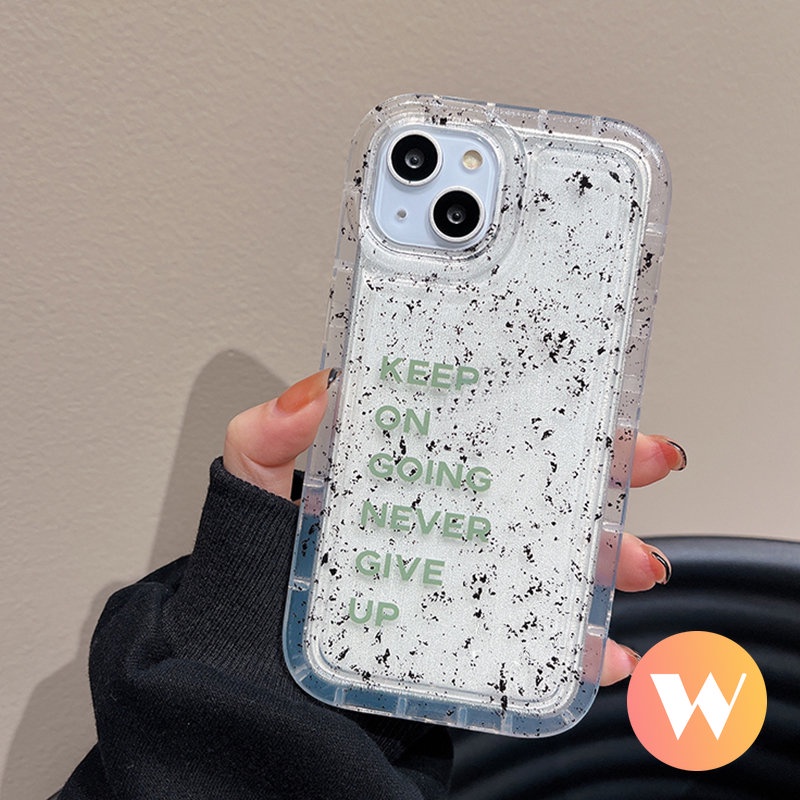 IPHONE Art Speckle Ink Pattern Clear Case Kompatibel Untuk Iphone11 7Plus XR X XS Max7 8 6s 6plus11 13 12 14 Pro Max Transparan Huruf Sederhana Lembut Shockproof Airbag Cover