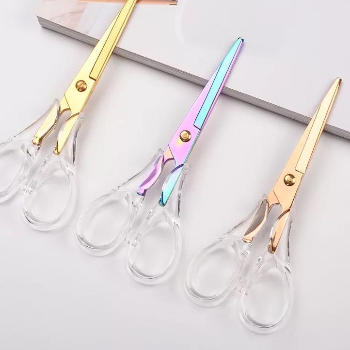 

trxa1A9m KURAVE Transparent Rose Gold Rainbow Acrylic Scissors