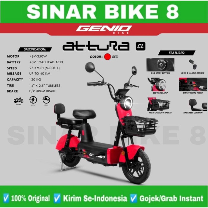 Sepeda Listrik GENIO ATTURA CL 350 Watt Electric Bike By United