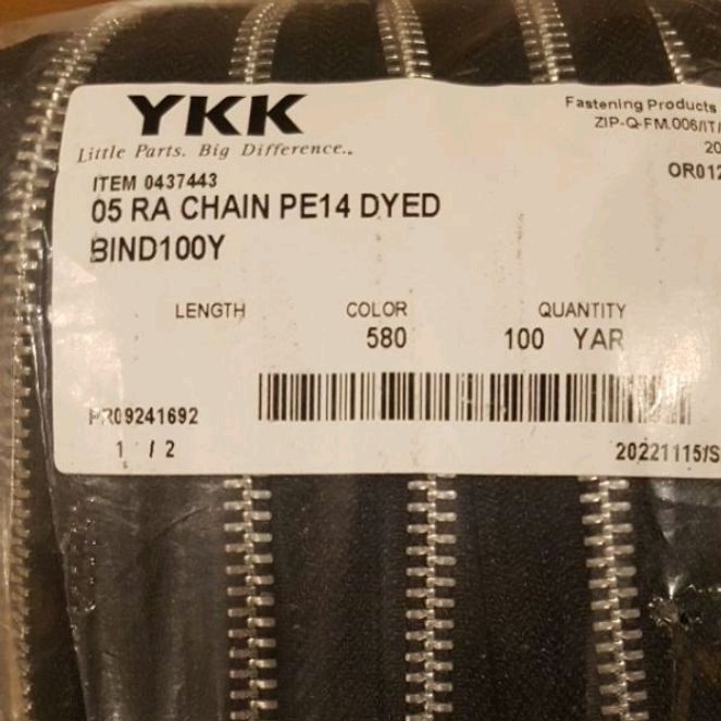 YKK RA Chain Alumunium Besi No.5 Zipper Resleting Roll