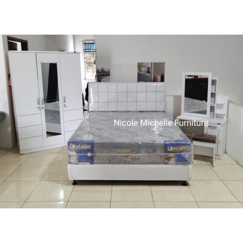 Paket hemat set kasur Springbed Uniland Lemari 3 pintu dan meja rias