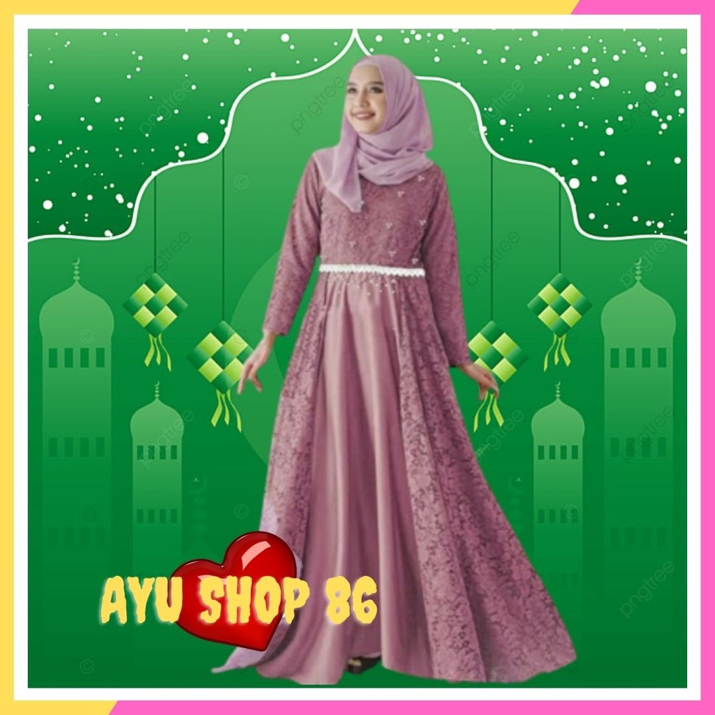 Baju Gamis Brukat Pesta Lebaran Kekinian Terbaru 2023 Busana Muslim Maxi Dress Longdress Wanita Rema