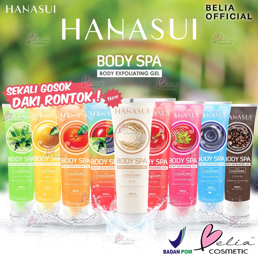 ❤ BELIA ❤ Hanasui (✔️BPOM) Body Spa Exfoliating Gel 300ml | gel perontok daki bolot