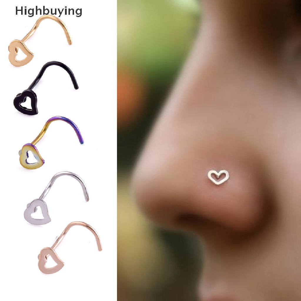 Hbid 5 Pcs Stainless Steel Jantung Hidung Cincin Hidung Stud Rings Tubuh Perhiasan Hadiah Glory