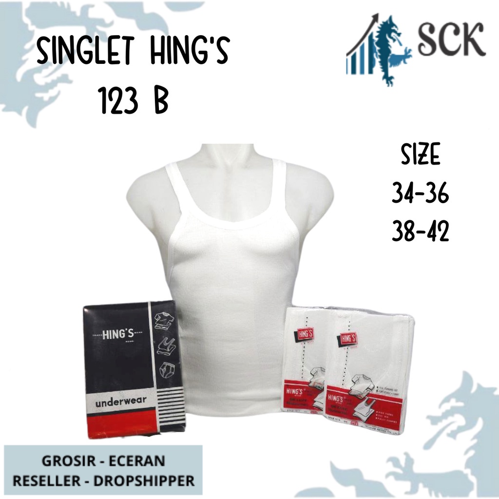 Singlet Pria HING Putih Polos 32-42 / Singlet Pria HINGS / Kaos Dalam Laki  / Pakaian Dalam Pria Hings - sckmenwear GROSIR