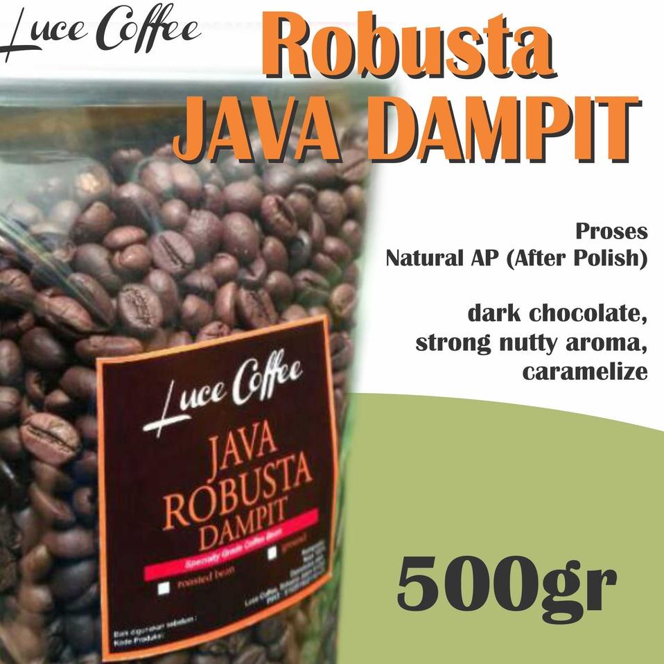 

✓ Luce Coffee, Kopi Java Robusta Dampit 500gr - Biji sangrai atau Bubuk