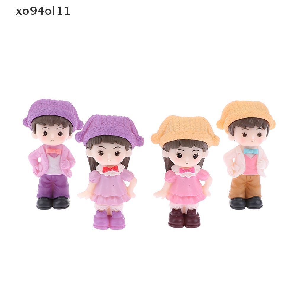 Xo 1pasang Patung Pasangan Romantis Lanskap Mikro Topi Badut Pasangan Dekorasi Rumah Boneka OL