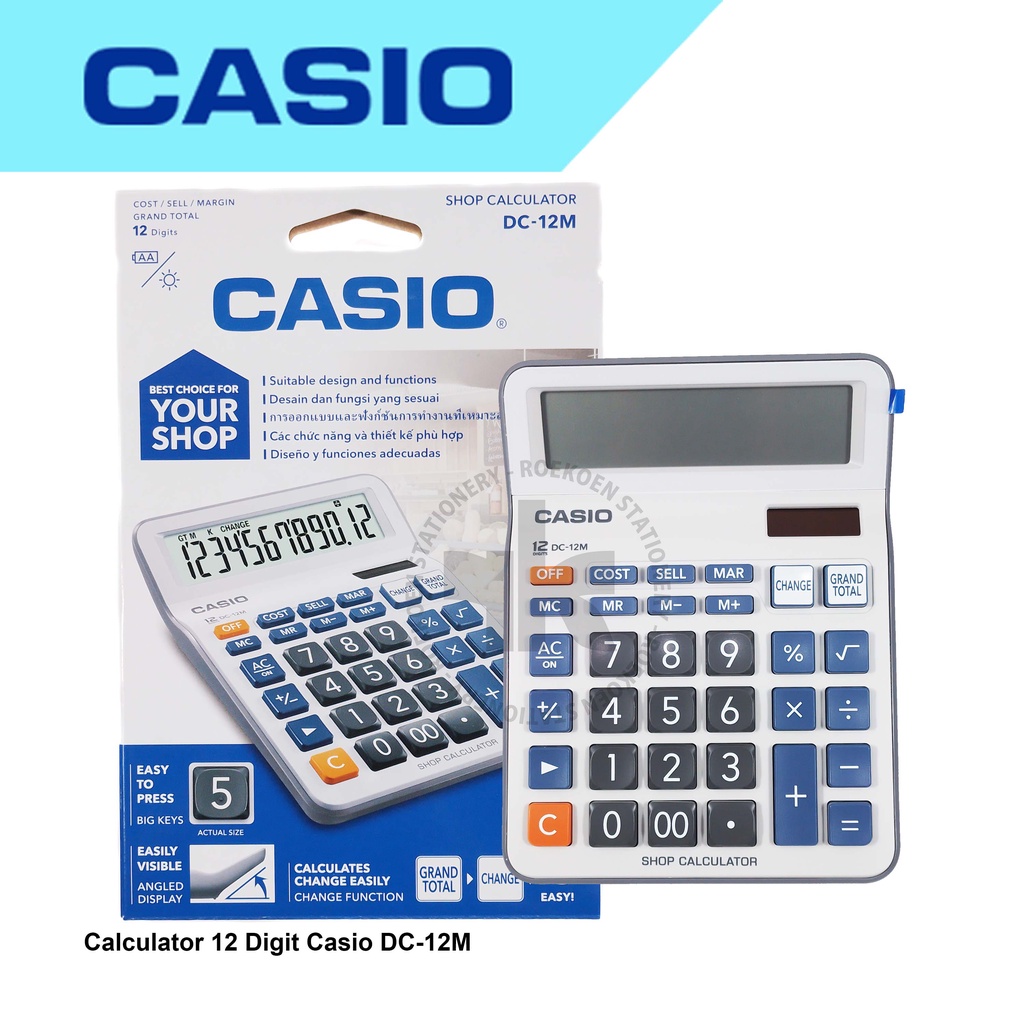 

Casio Calculator 12 Digit DC-12M Shop Cost Sell Margin Dagang