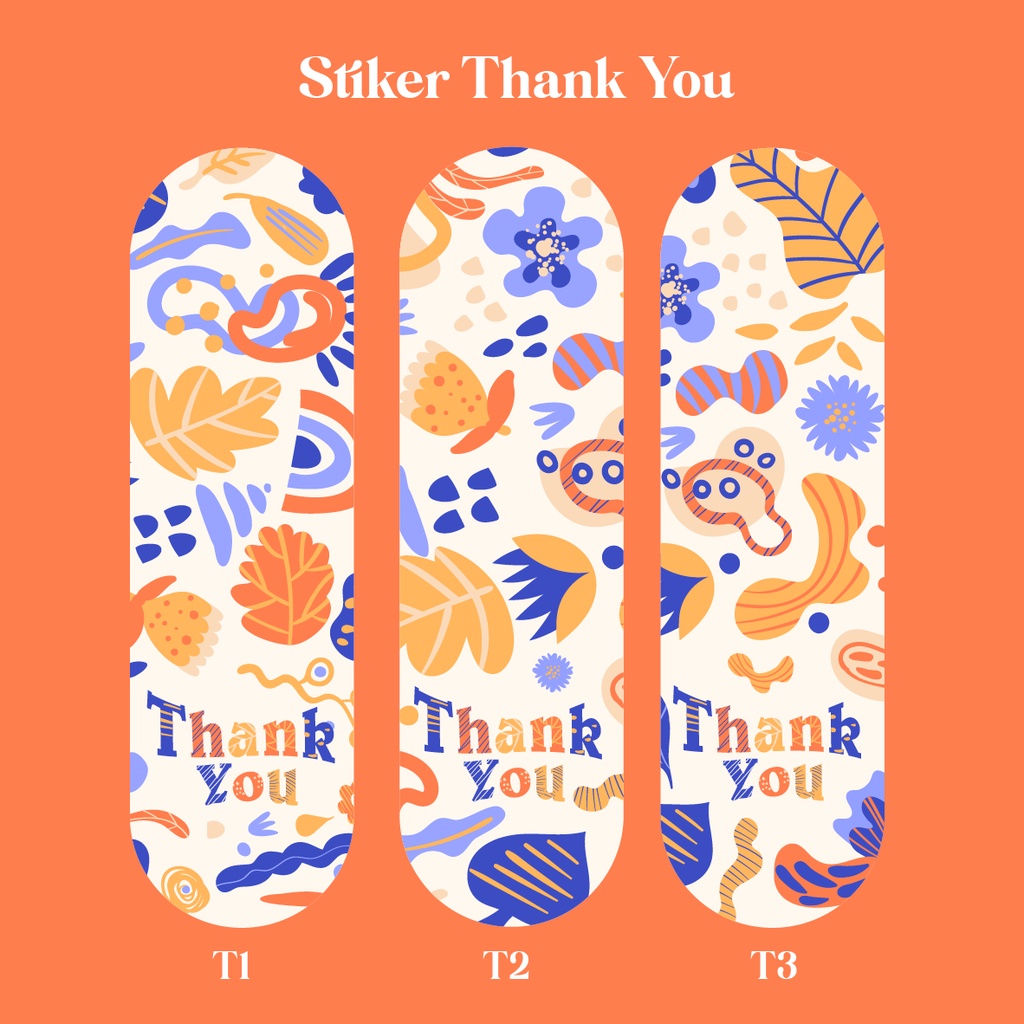 

Stiker Label Thank You - Sticker Label Box Simpel Minimalis Colorful