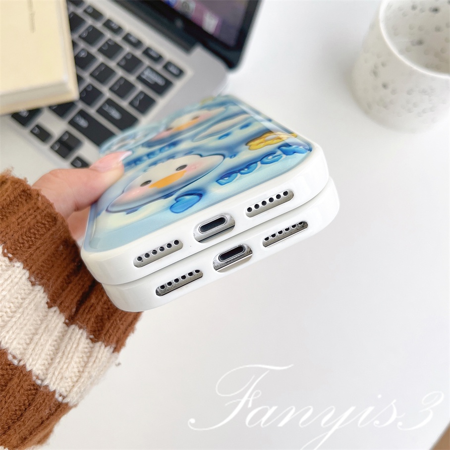 Compatible For iPhone 14 13 12 11 Pro Max X XR Xs Max 8 7 6 6s Plus SE 2020 Kompatibel Untuk Hello Duck 3D Vision Phone Case TPU Soft Cover Pelindung