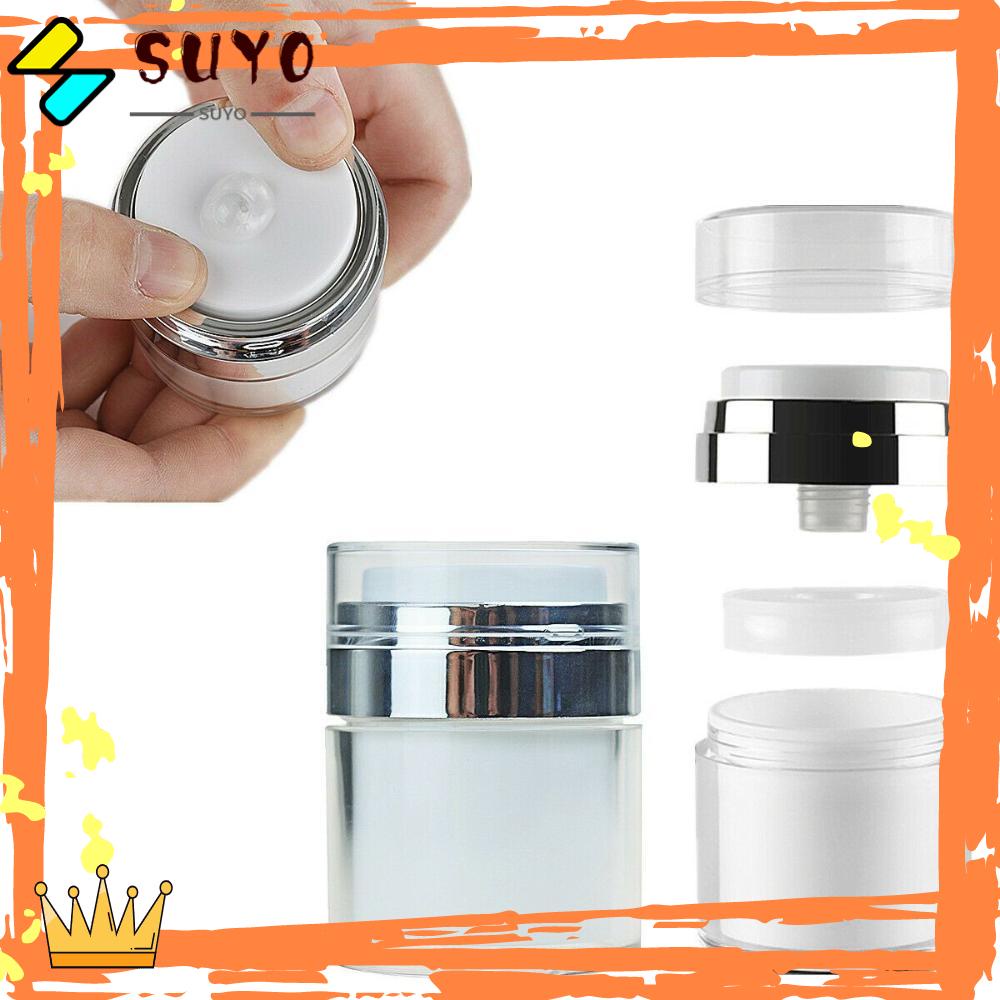 Suyo Botol Vakum Multi Ukuran Alat Makeup Kosong Isi Ulang Travel Cream Airless Sample Vial Press Cream Jar