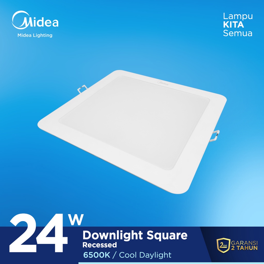 Midea Lighting - Lampu LED Downlight 24 Watt 6500K CDL 8 Inch Kotak - White