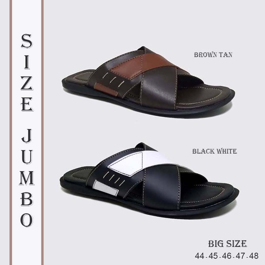 ARDOLPH X ZAGIB | Sandal Pria White Big Size Slide Flat / Sendal Selop Cowok Ukuran Besar Jumbo 44-45-46-47-48