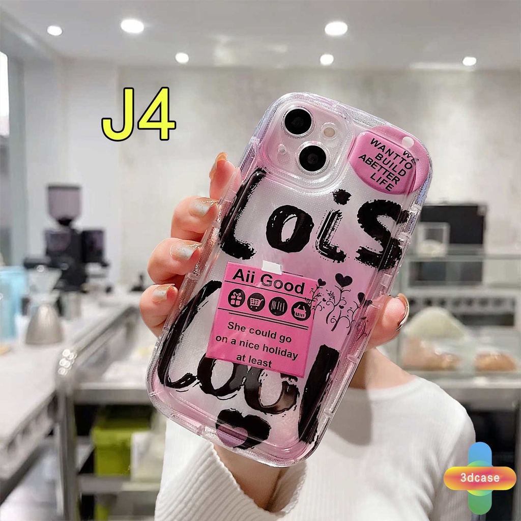 IPHONE Kompatibel Untuk Iphone11 12 13 14 PRO MAX 6 7 6S 8 14 Plus X XR XS MAX 11 12 13 SE 2020 6SPlus 7Plus 6Plus 8Plus 14Plus XSMAX Transparan pink graffiti Cinta Silikon Casing Ponsel