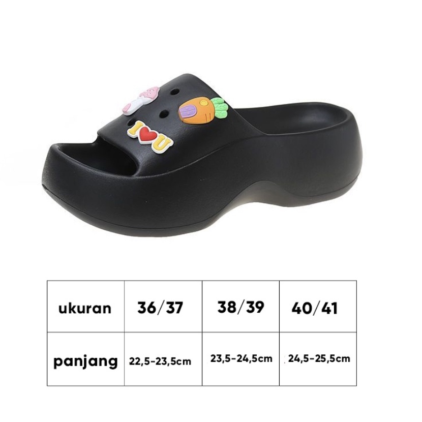 Sandal Wedges Jibbitz Slip On H14 Sendal Jalan-jalan Korea Wanita Comfy Lucu EVA