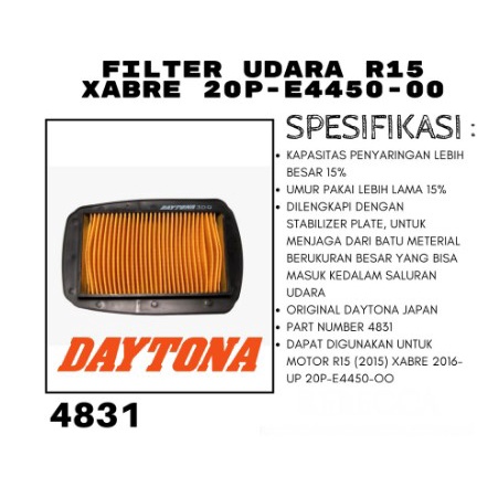 FILTER UDARA NANO RACING YAMAHA R15 XABRE 2016 KEATAS DAYTONA 4831