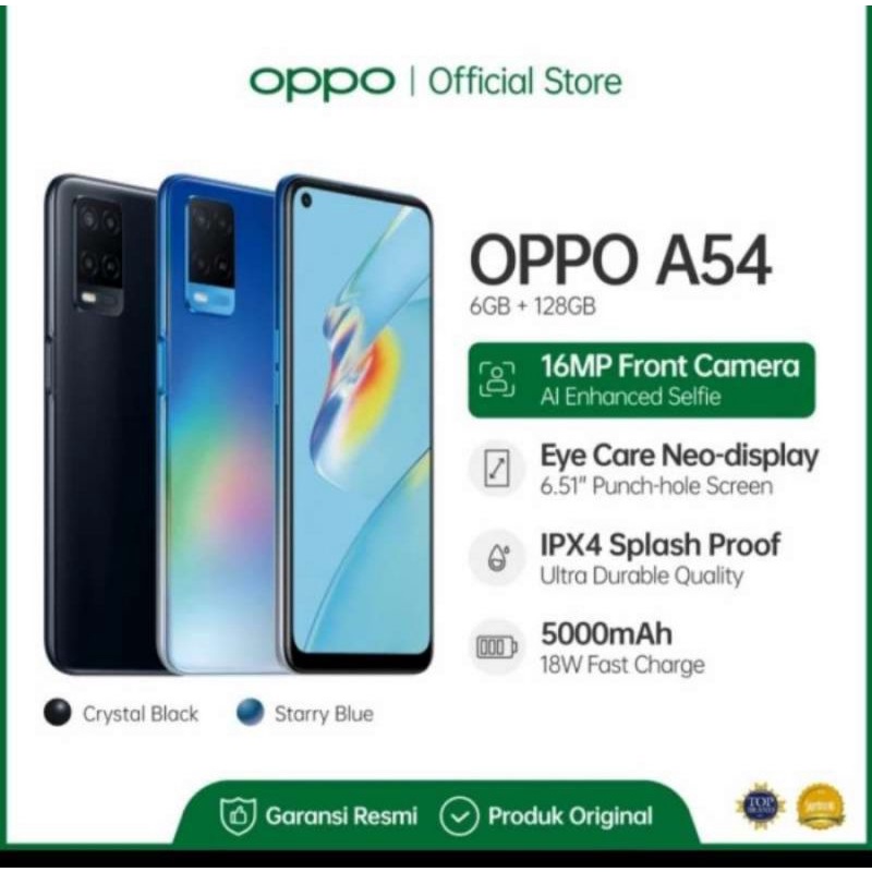 OPPO A54 RAM 6/128 BARU GARANSI RESMI