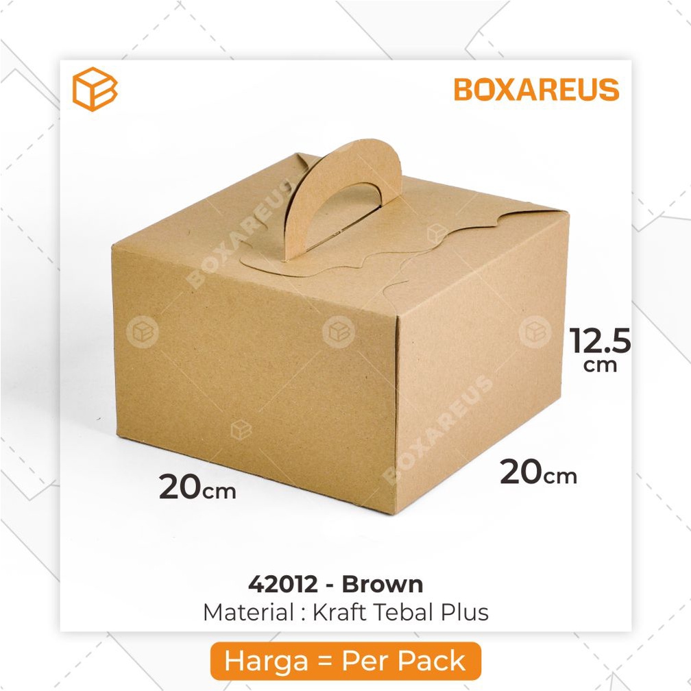 Cake Box, Kotak Kue, Gable Box, Kemasan, Packaging Hampers | 42012 Brown (10pcs)