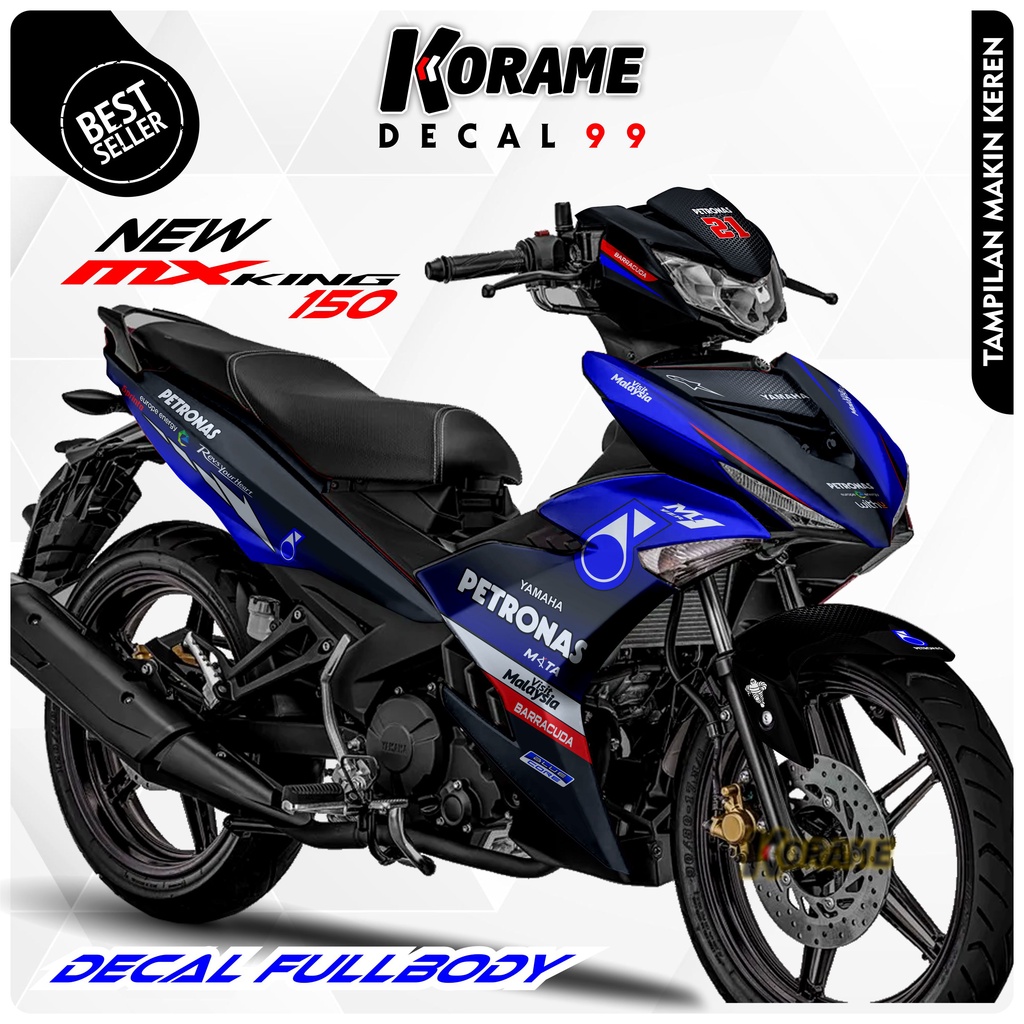 Decal New MX King 150 Motif Petronas Biru Sticker Motor Yamaha New MX King 150