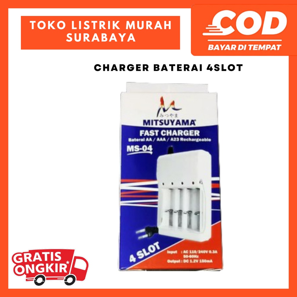 4slot MS04 Charger Baterai 4 Slot AA / AAA / A23 Mitsuyama MS-04