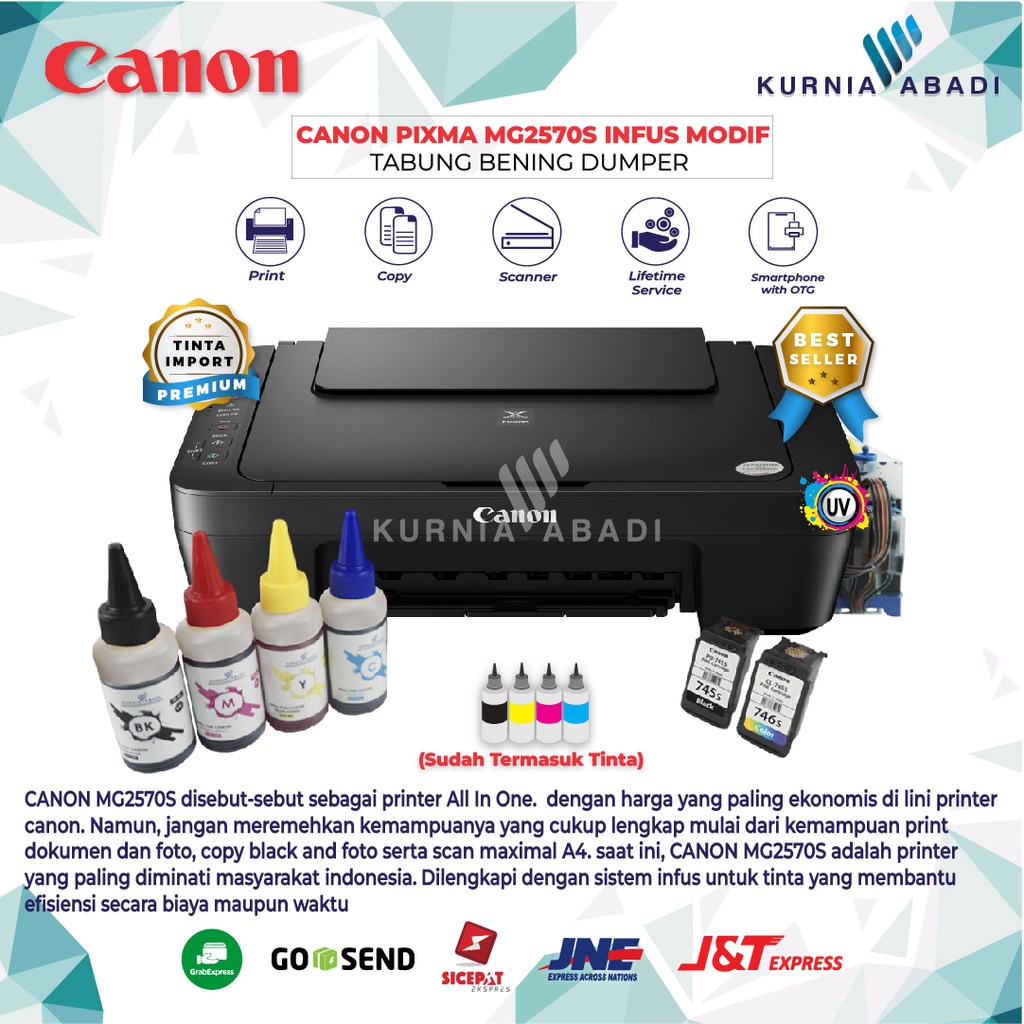 Printer Canon PIXMA MG2570S Infus Print Scan Copy Inkjet Infus Dumper