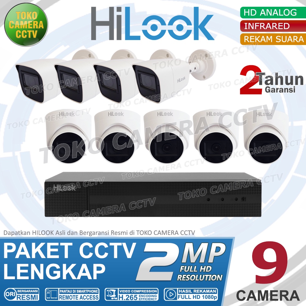 PAKET CCTV HILOOK 2MP 16 CHANNEL 9CAMERA AUDIO